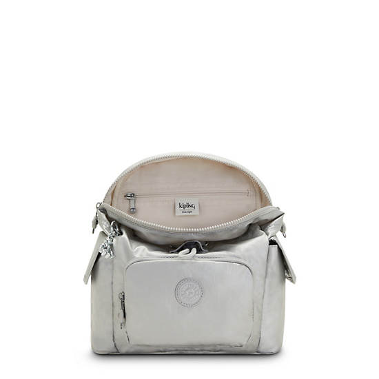 Kipling City Pack Mini Klassieke Metallic Rugzak Zilver | België 1734YX